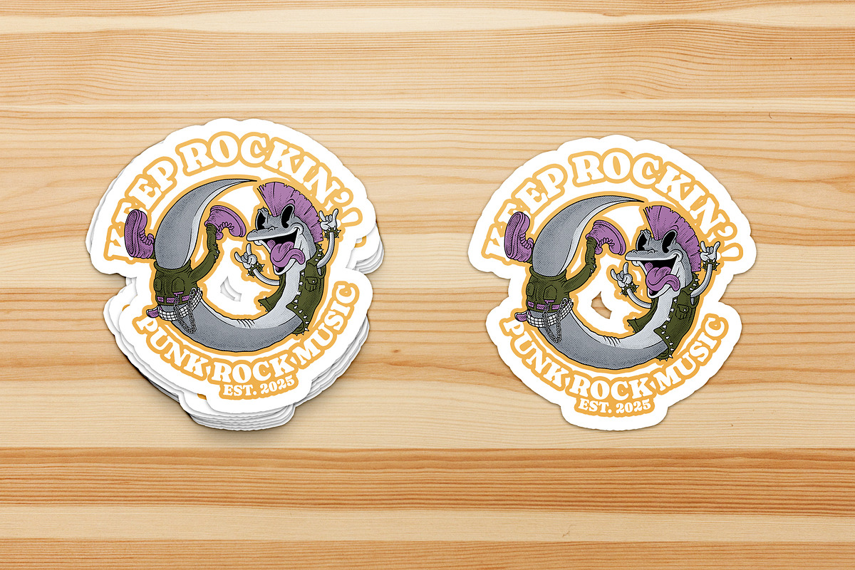 retro gecko mascot in rocker outfit, a Branding & Logo Template by Judsart (Photo 3 of 3)