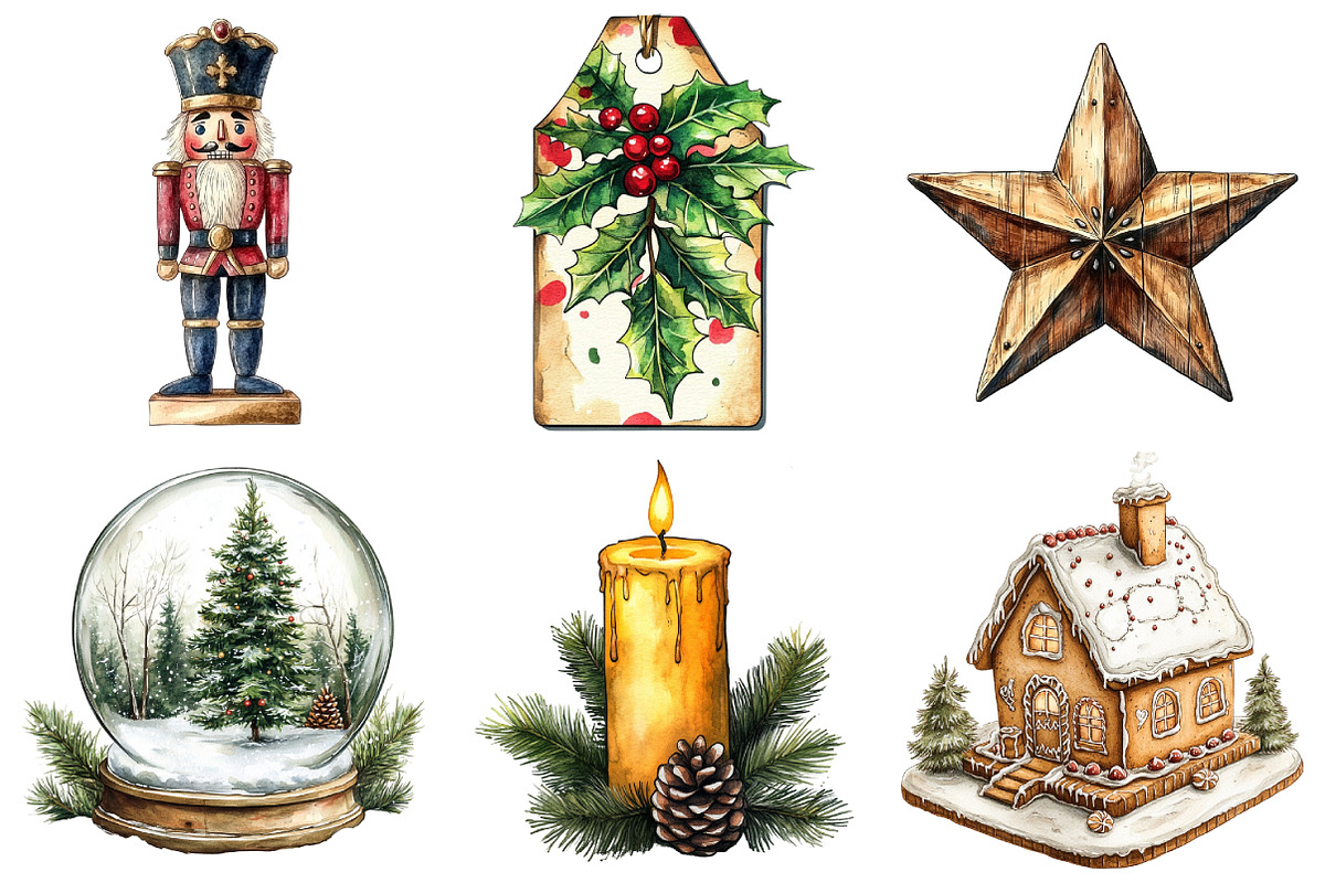 Watercolor Christmas Decor Clipart, an Illustration by Daily.Designs (Photo 5 of 5)