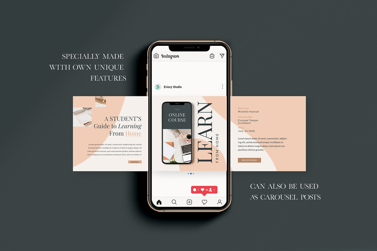 Instagram Puzzle e-Course PS CANVA, a Social Media Template by Eviory