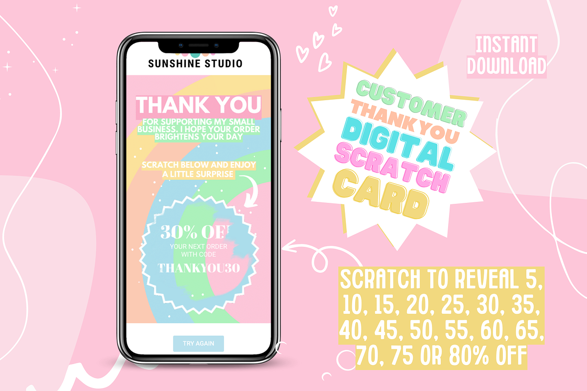 Customer Coupon Reveal Scratch Card, a Social Media Template by SunshineStudioBoutique (Photo 1 of 9)