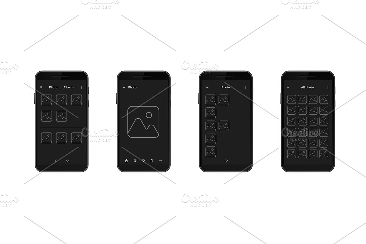 Smartphone displaying photo gallery, an Object Illustration by skripnikbb