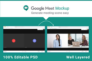 Google Meet Mockup kit | PSD