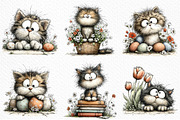 Whimsical Spring Cat Clipart, an Illustration by Craft Nest (Thumbnail 5 of 12)