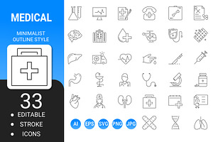 Medical minimalist outline icon set, an Outline Icon by Icons