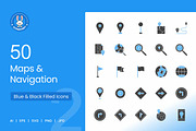 50 Maps & Navigation Blue & Black, an Icon by IconBunny (Thumbnail 1 of 2)