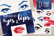 Watercolor makeup. Eyes and lips., an Illustration by ognivo (Thumbnail 1 of 4)