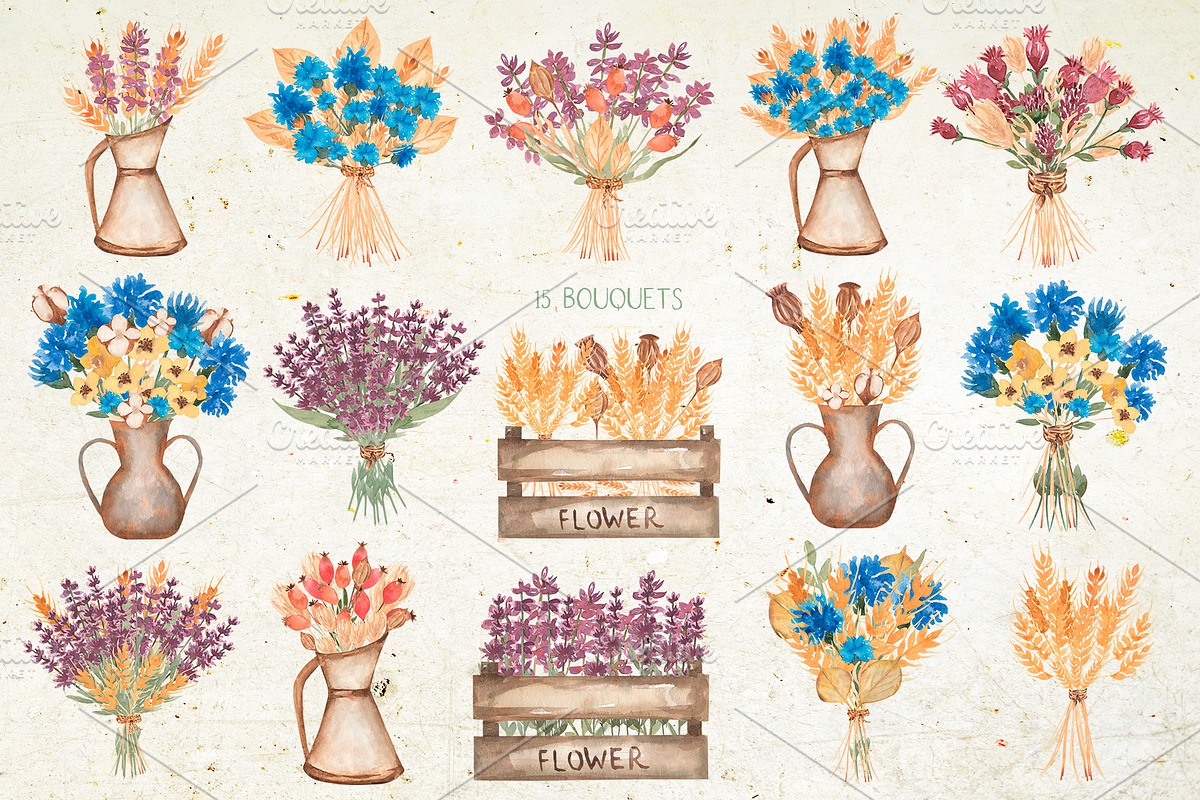 Wildflower bouquet, a Decorative Illustration by MayaNavits (Photo 3 of 14)