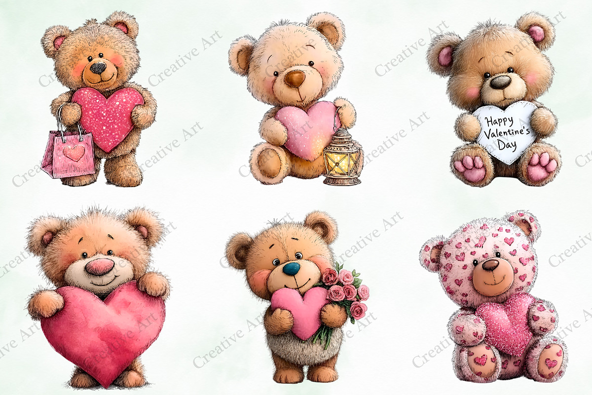 Whimsical Valentine Cute Teddy, an Illustration by Creative Art (Photo 6 of 9)