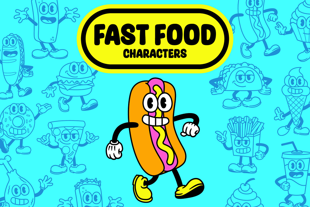 Vector Cartoon Fast Food Characters, an Illustration by Andres M Rodriguez (Photo 1 of 5)
