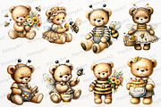 Bear and Bee Watercolor Clipart, an Animal Illustration by Maysa Art (Thumbnail 3 of 6)