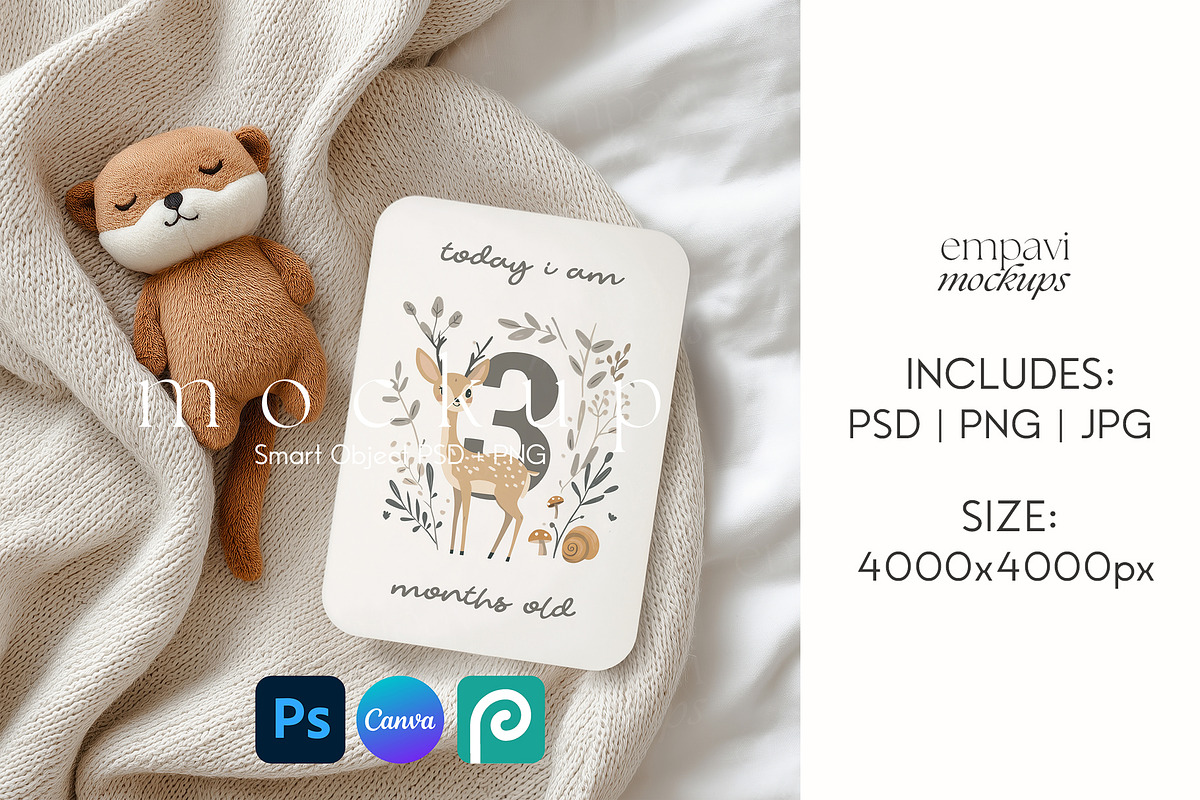 5x7 Baby Milestone Card Mockup, a Mockup by EmpaviMockups (Photo 1 of 6)