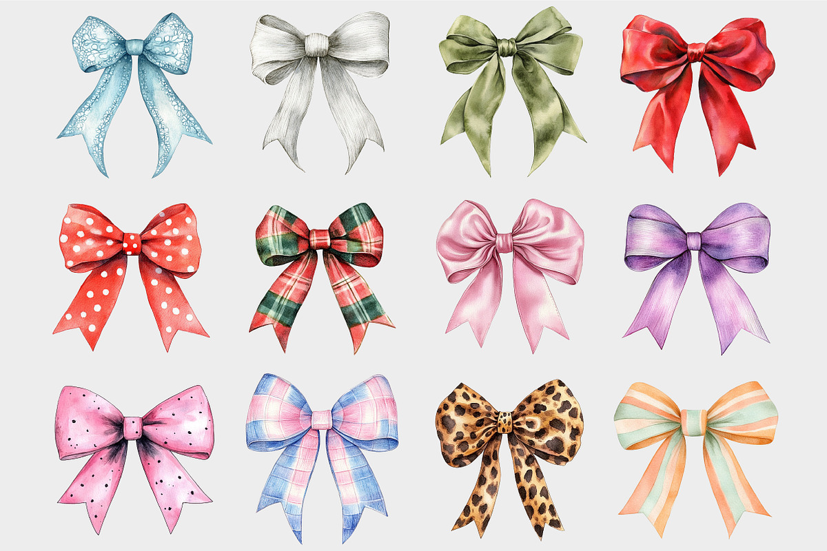 Watercolor Coquette Bow Clipart, a Seasonal Illustration by Design Market (Photo 4 of 5)