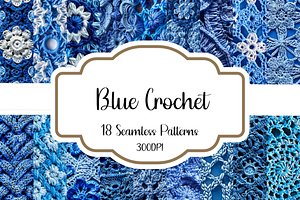 Blue Crochet Seamless Patterns, a Pattern Graphic by PrintablesByFranklyn