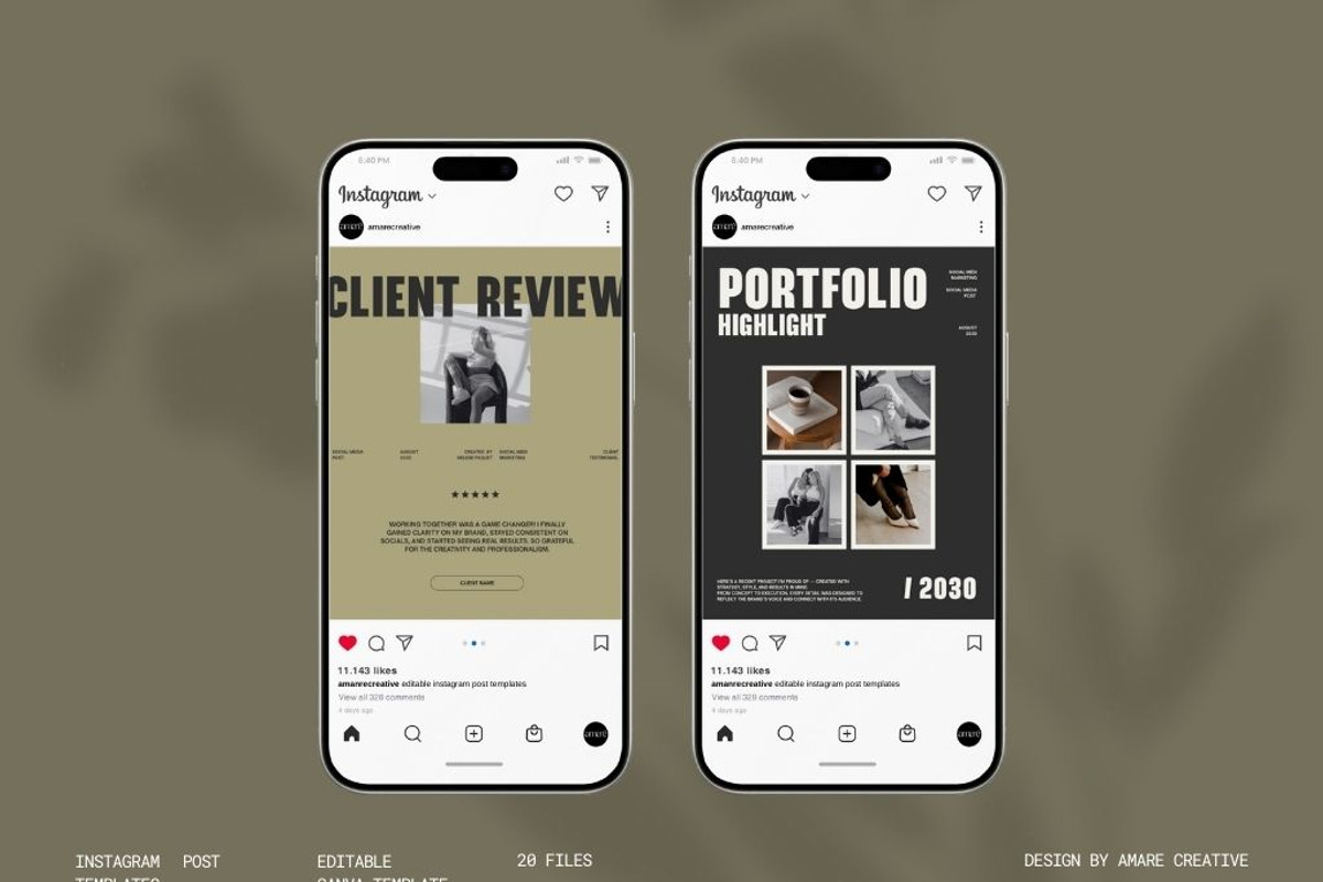 20 Instagram Canva Template Bundle, a Social Media Template by Amaré Creative (Photo 9 of 9)