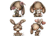 Whimsical Valentine Bunny Clipart, an Illustration by Craft Nest (Thumbnail 7 of 10)