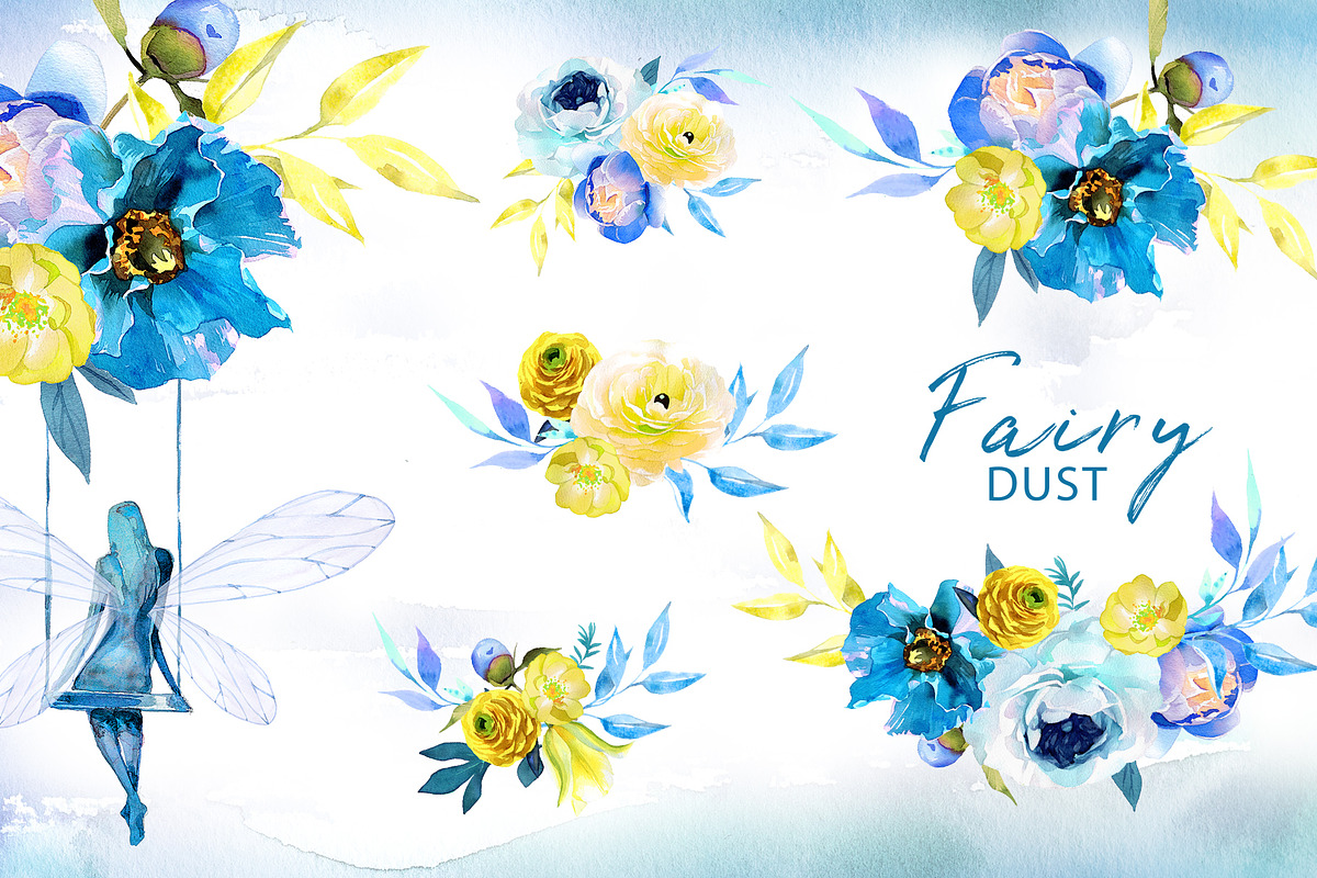 Watercolor Fairy Dust Clipart Set, a Person Illustration by ArtCreationsDesign (Photo 7 of 10)