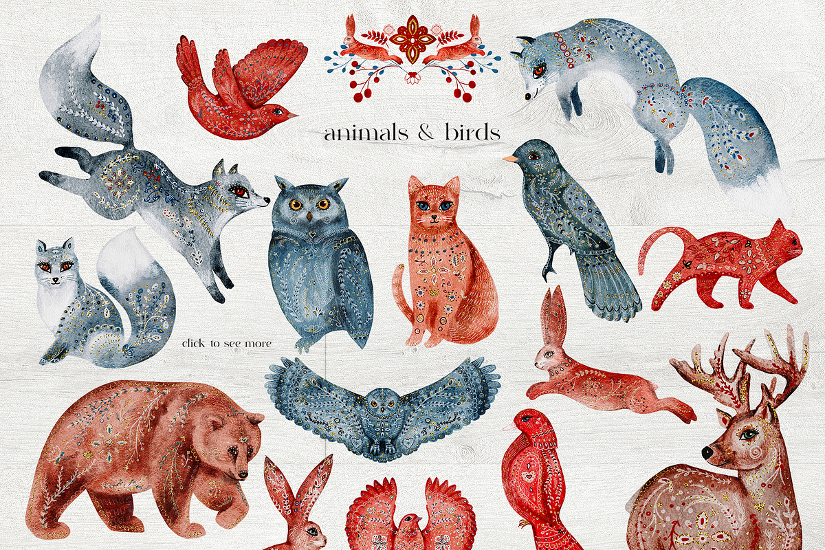 Taika: Big Folk Art Collection, an Animal Illustration by Busy May Studio (Photo 3 of 14)