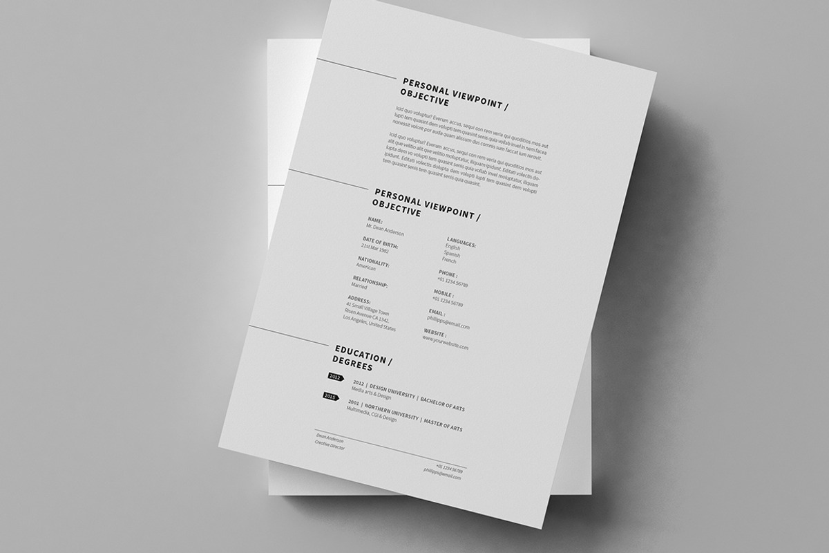12 Pages - Minimal Resume CV, a Resume Template by Egotype (Photo 3 of 5)