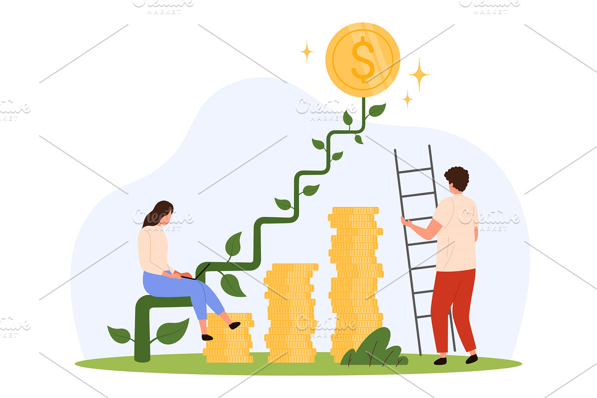 Growing Wealth Money Plant, a Finance Illustration by Flashvector