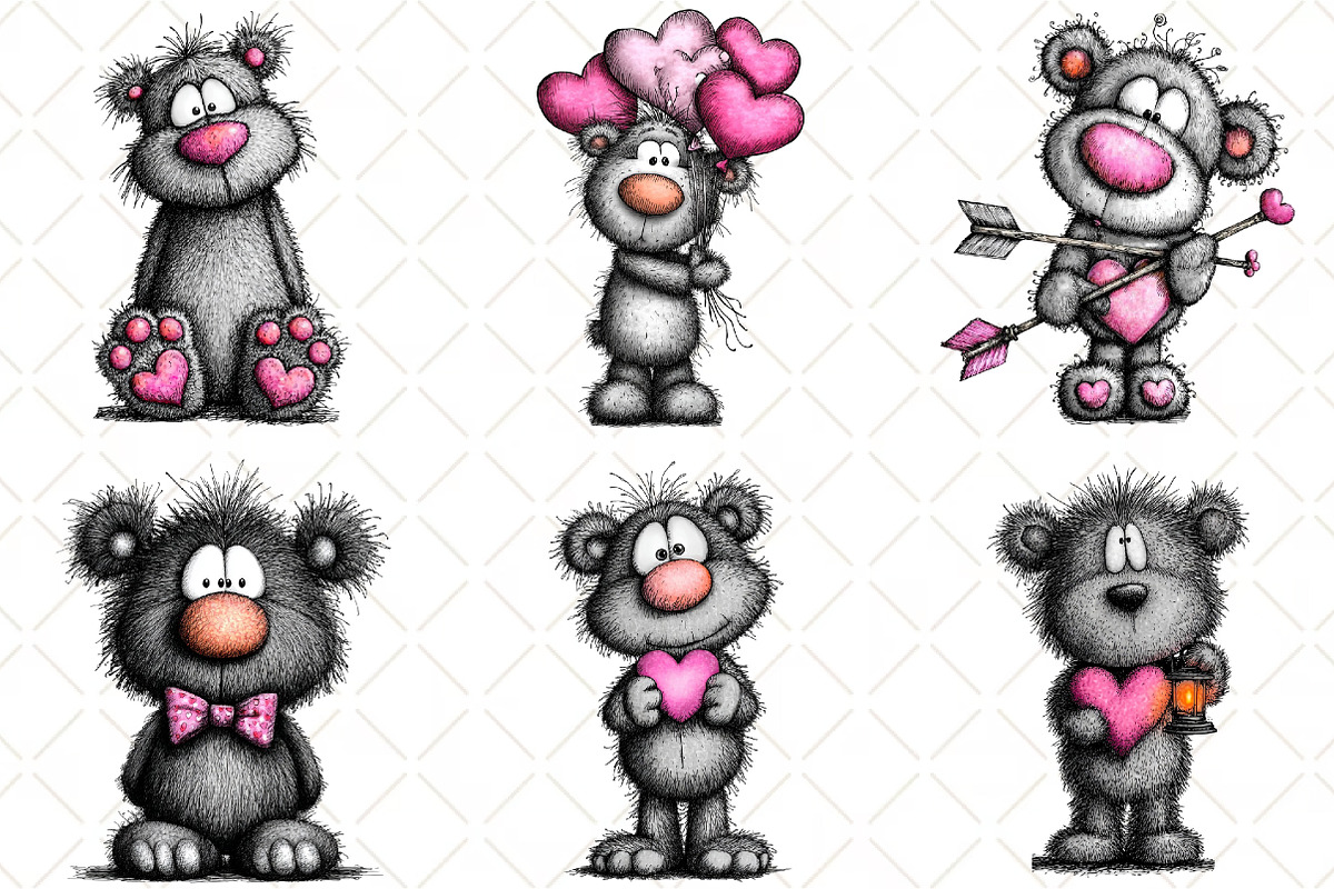 Whimsical Valentine Teddy Bear Clipa, an Illustration by Black Bird Studio (Photo 3 of 6)