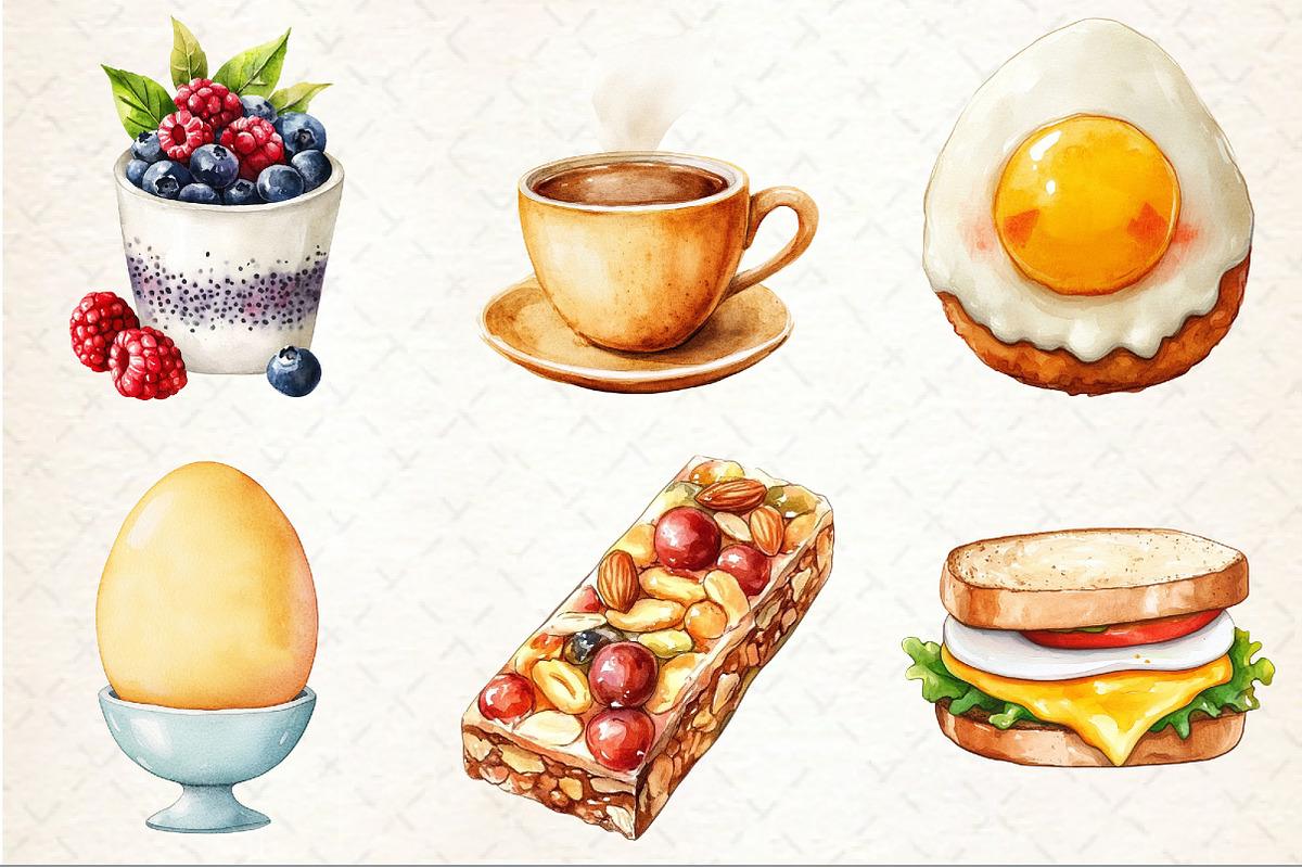 Watercolor Breakfast Clipart, an Illustration by Rose Art (Photo 3 of 4)