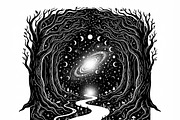 50 Mystical Galaxy Forest Silhouette, a Technology Illustration by Amazin_art (Thumbnail 17 of 34)