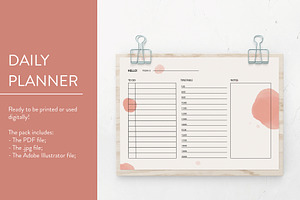 Printable Daily Planner In Peach