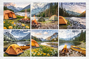 Square Coasters. Camping Coasters., a Stationery Template by kh_cat (Thumbnail 1 of 2)