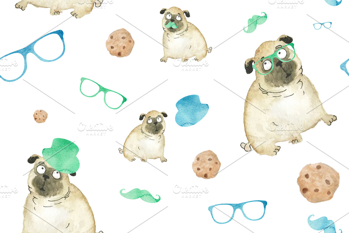 Hipster dog pattern preview 2