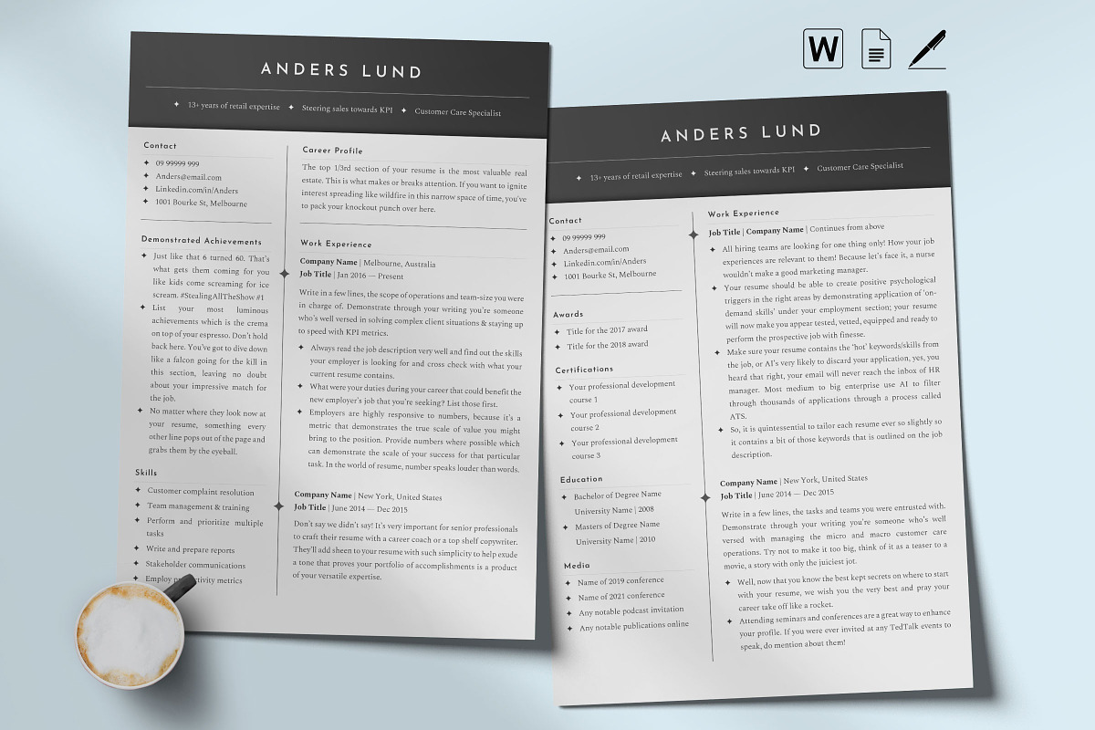 Professional Resume Template Word, a Resume Template by Career Canvas (Photo 3 of 13)