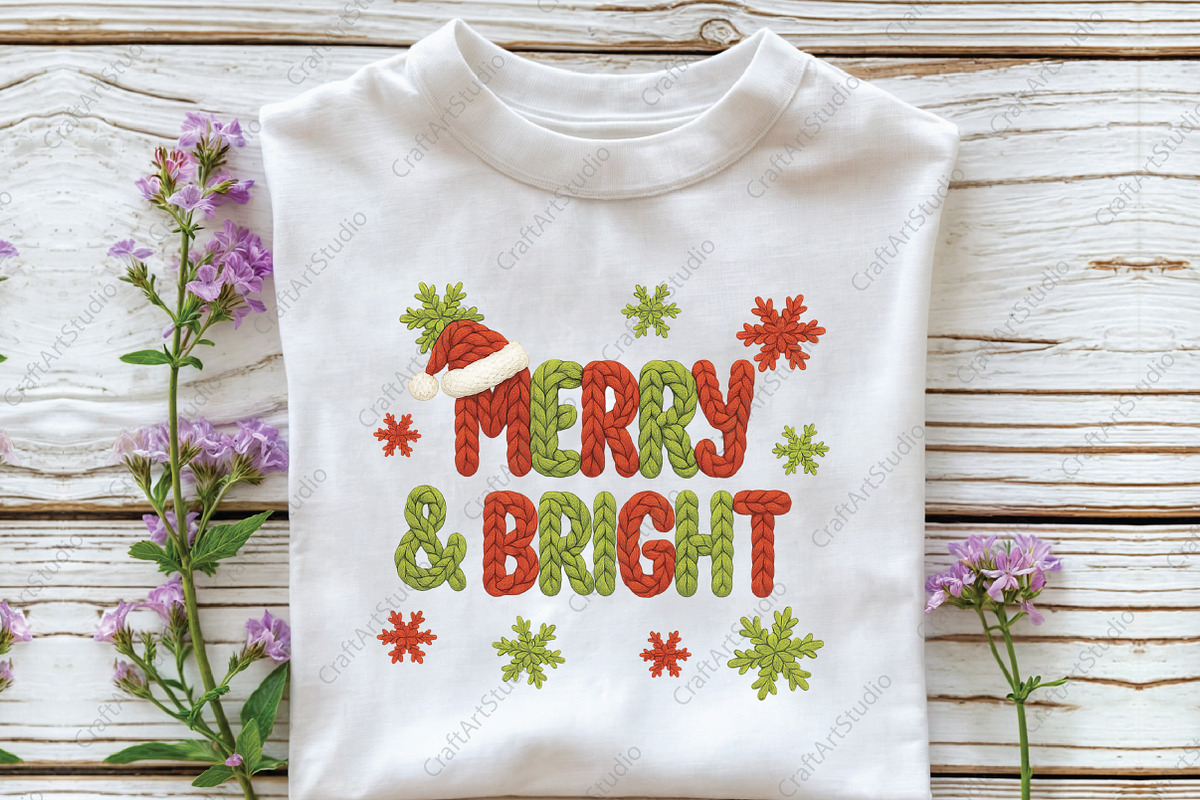 Merry and Bright Png Yarn Christmas, an Illustration by CraftArtStudio (Photo 3 of 4)