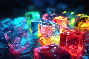 Neon Ice Cubes Abstract Background