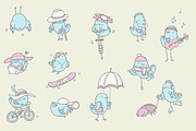 Birdies chilling out - image set, a Healthcare Illustration by celandine (Thumbnail 4 of 4)