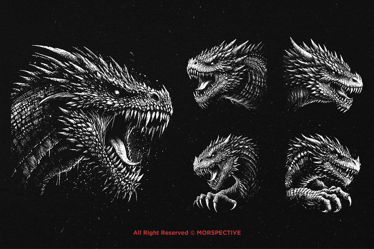 10 Bundle Dark Art Dragon Face, an Illustration by Morspective (Photo 3 of 7)