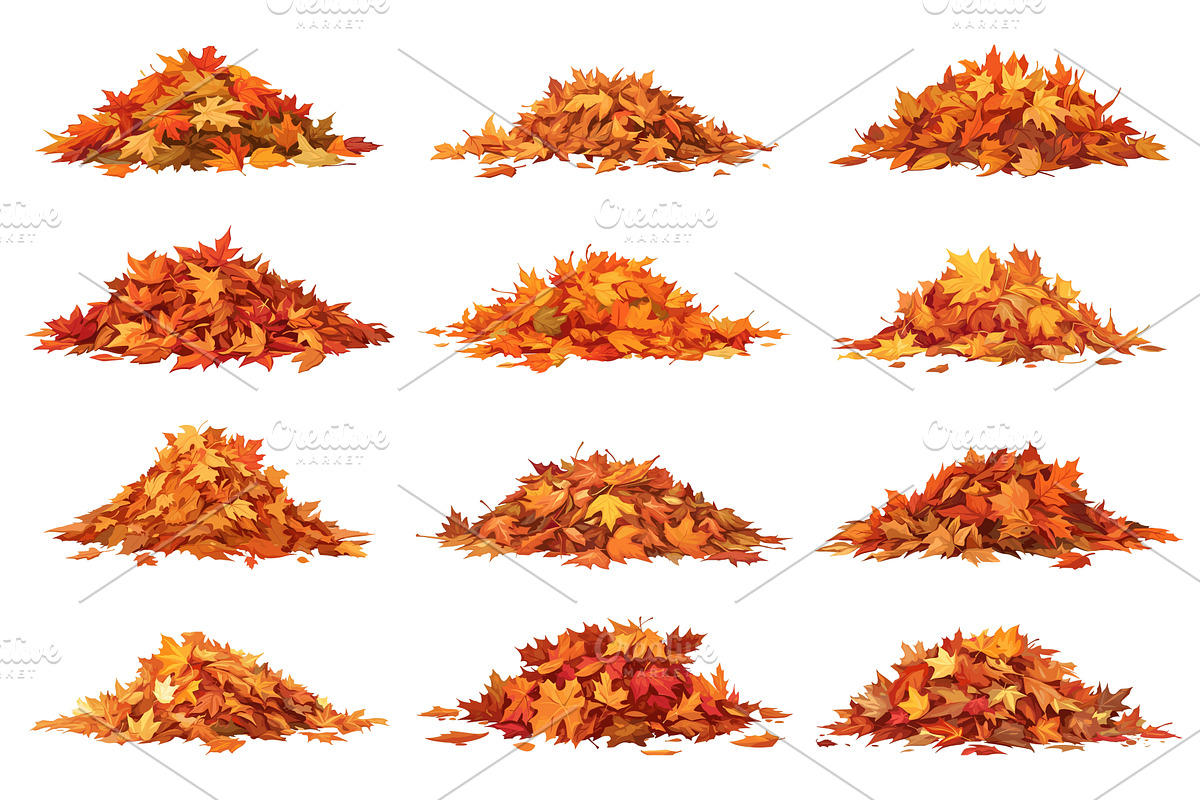 Set of cartoon piles of autumn, an Illustration by LadadikArt