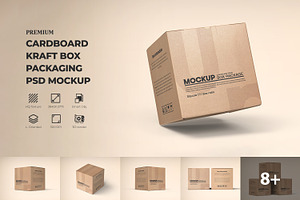 Square Kraft Paper Box Packaging, a Packaging Mockup by Ram Studio LLC