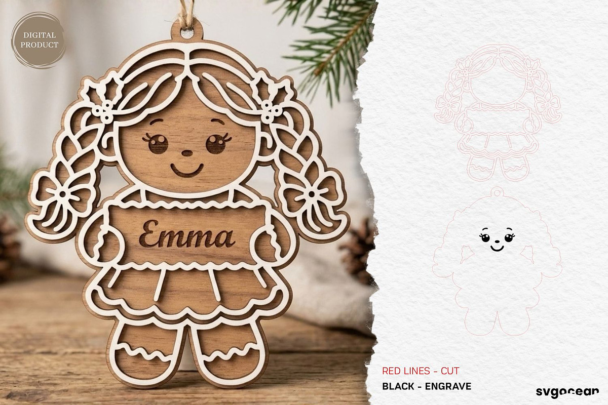 Personalized Gingerbread Ornaments, a Decorative Illustration by svgocean (Photo 12 of 14)