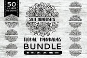 50 Split Floral Mandalas Bundle, a Decorative Illustration by Elinorka (Thumbnail 1 of 9)
