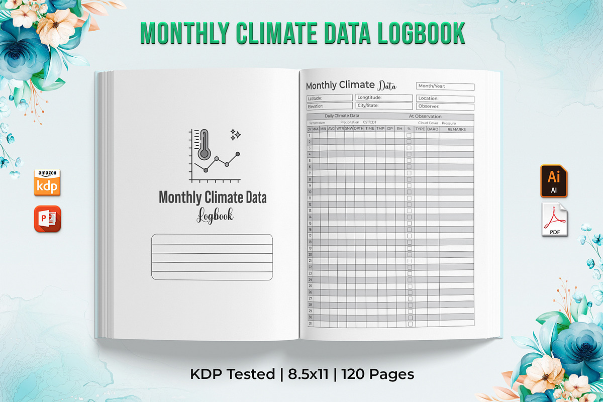 Monthly Climate Data Log Book, a Templates & Theme by Brix Lab