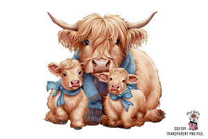 Cow Clip Art, Nursery Cow Mom & Baby, an Object Illustration by Clipart Bloom