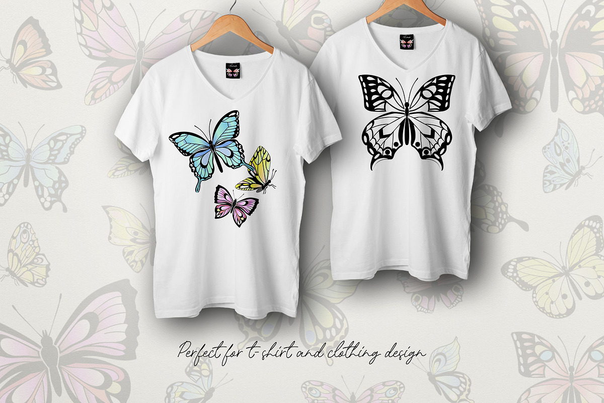 Butterflies vector collection, a Decorative Illustration by Glass Cat Design (Photo 5 of 10)