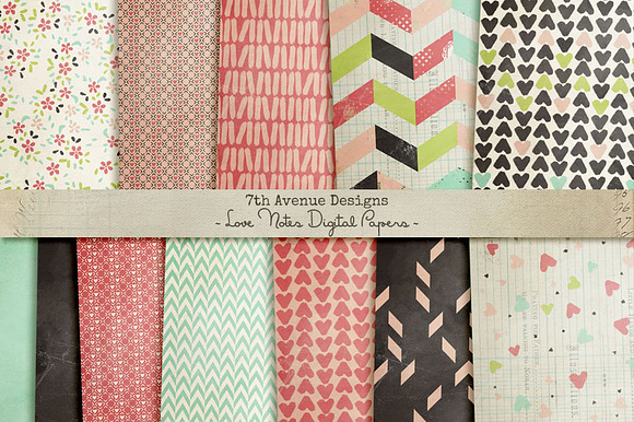 Love Notes Digital Papers preview 2