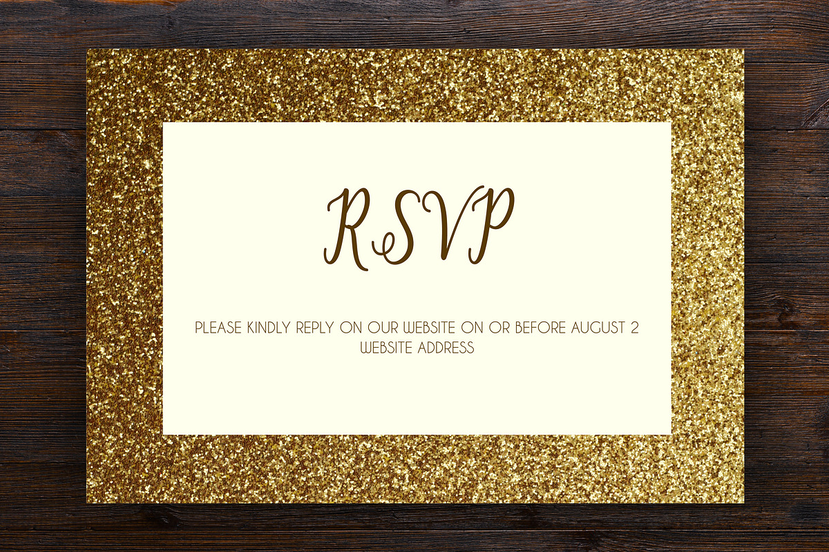 Golden Framed Wedding Invite Pack, a Stationery Template by BF Studios (Photo 3 of 4)