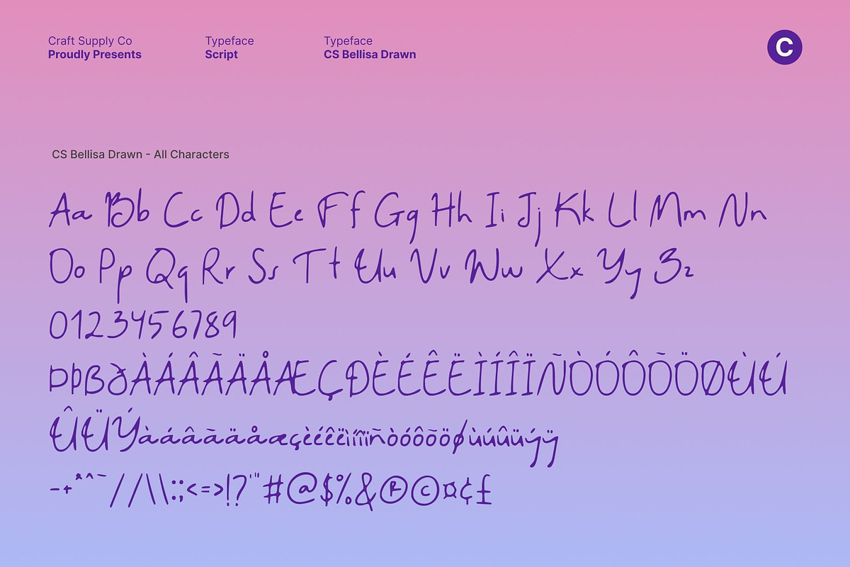 CS Bellisa Drawn, a Handwritten Font by Craft Supply Co. (Photo 8 of 8)