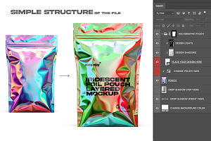 Holographic Foil Pouch PSD Mockup