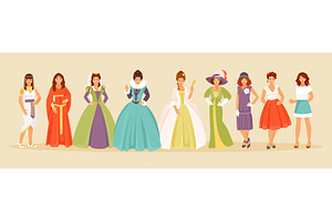 Historical Costumes Vector Set