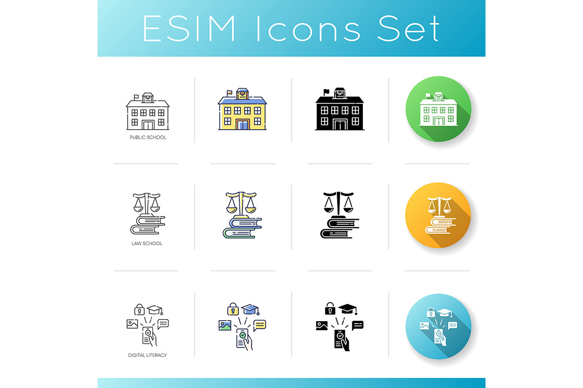 Modern education system icons set | Outline Icons ~ Creative Market