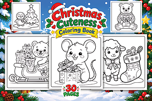 Christmas Cuteness Coloring Book, a Seasonal Illustration by Design Station