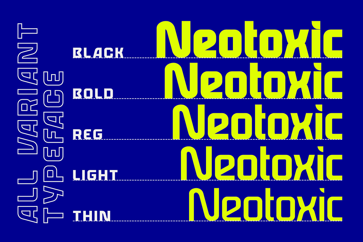 Neotoxic Futuristic Sans Serif, a Sans Serif Font by Nocturnal Workspace (Photo 4 of 16)