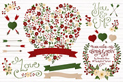 Christmas Floral Heart Vectors, an Illustration by Amanda Ilkov (Thumbnail 1 of 4)